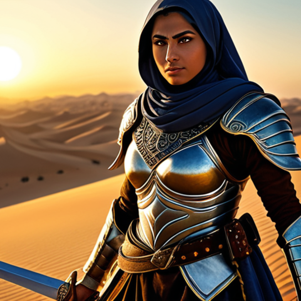 승리의여신 니케 업데이트 루머 검증 - Arabian Nights Inspired Warrior**

"A powerful female warrior in ornate, modest Arabian-inspired arm...