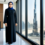 승리의여신 니케 팬덤 문화 연구 - **Prompt:** A professional Arab businesswoman in a modest, tailored abaya and hijab, standing confid...