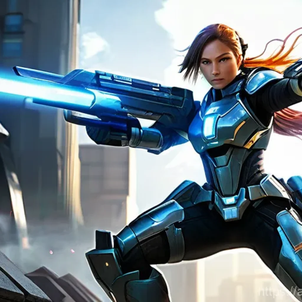 승리의여신 니케 캐릭터 속성 점검 - **Dynamic Team Synergy: Burst Skill Activation**
    A futuristic scene featuring a diverse team of ...