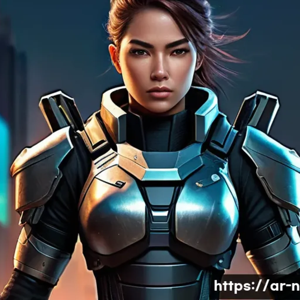 승리의여신 니케 공식 책자 리뷰 - **Prompt:** A highly detailed concept art illustration of a powerful female "Nikke" character in a f...