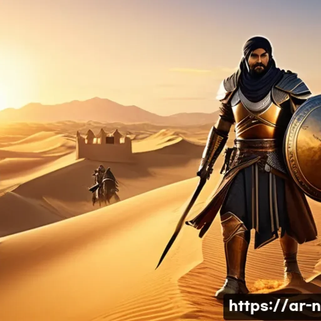 승리의여신 니케 새로운 플레이 방법 - A dynamic battle scene in a Middle Eastern-inspired fantasy arena featuring a diverse team of five v...