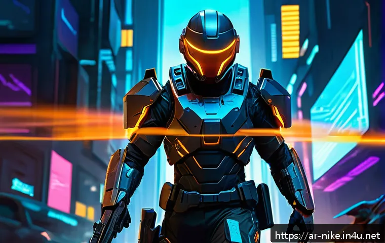 승리의여신 니케 콘텐츠 방향성 - A dynamic digital painting of a fast attacker character in a futuristic urban battlefield, wearing s...