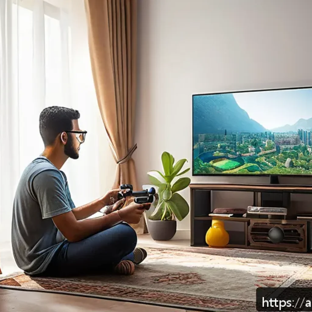 승리의여신 니케 플레이 시간 관리 - A focused young Arab man sitting at a modern gaming setup in a cozy room, wearing casual clothes and...