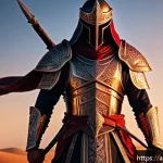 승리의여신 니케 희귀 아이템 자랑하기 - A dynamic fantasy warrior character equipped with the "Legendary Sword," glowing with a fiery red au...