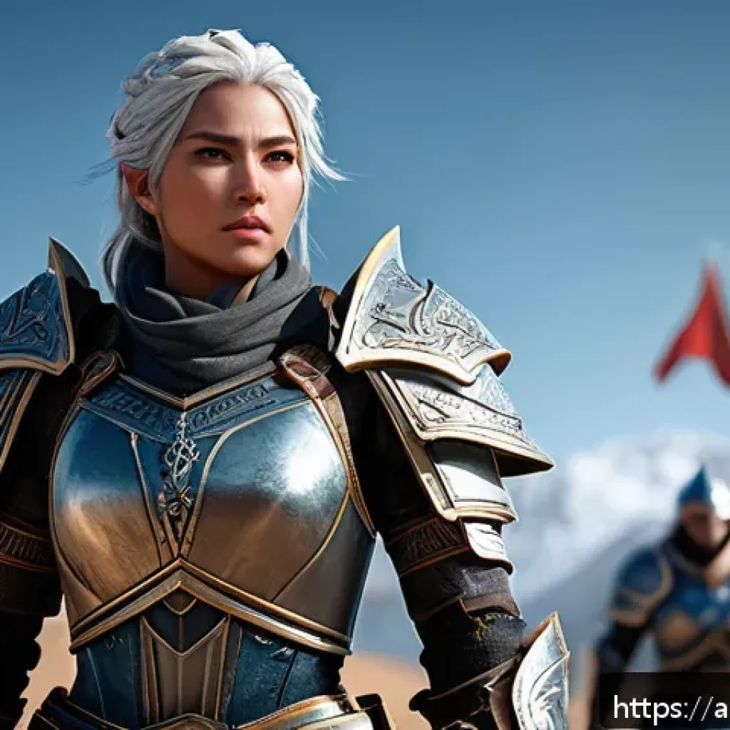 승리의여신 니케 스크린샷 퀄리티 향상 - A high-resolution screenshot scene from the game "승리의여신:니케," featuring a detailed female warrior cha...