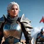 승리의여신 니케 스크린샷 퀄리티 향상 - A high-resolution screenshot scene from the game "승리의여신:니케," featuring a detailed female warrior cha...