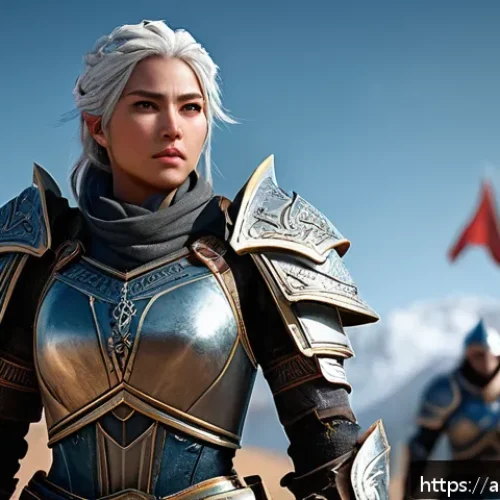 승리의여신 니케 스크린샷 퀄리티 향상 - A high-resolution screenshot scene from the game "승리의여신:니케," featuring a detailed female warrior cha...